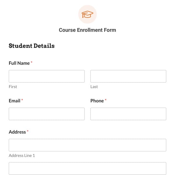 Course Enrollment Form Template
