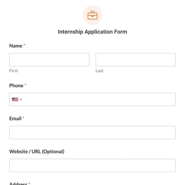 Internship Application Form Template