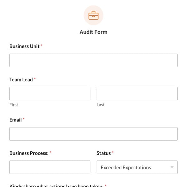 Audit Form Template