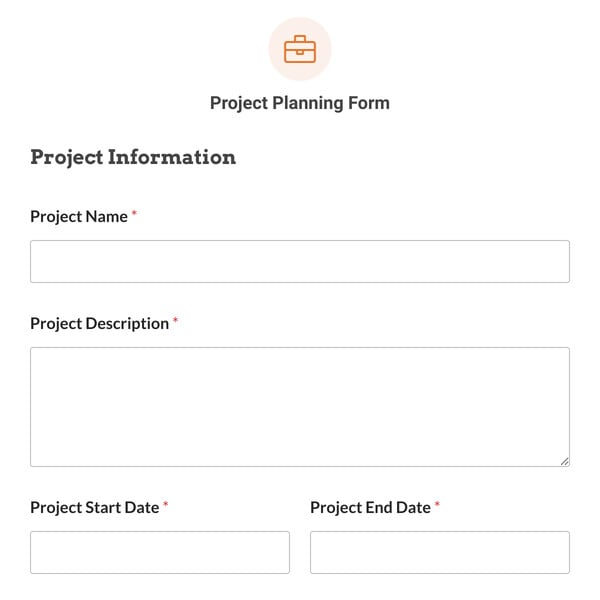 Project Planning Form Template