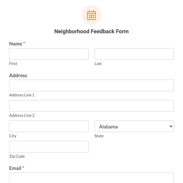 Neighborhood Feedback Form Template