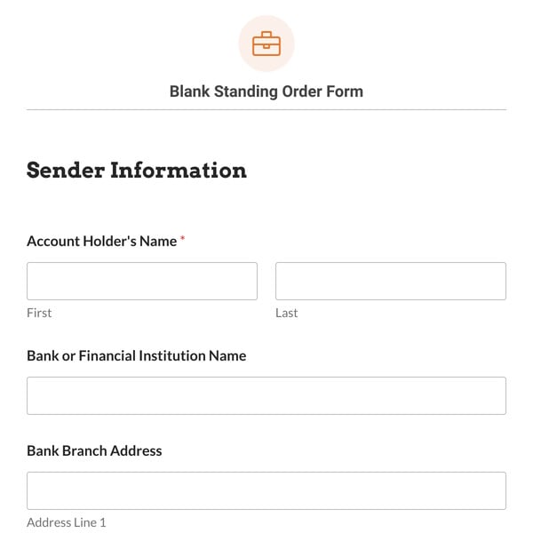 Blank Standing Order Form Template