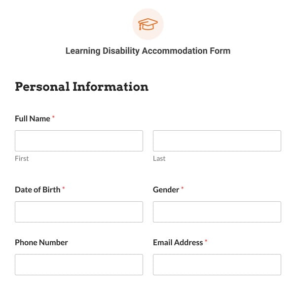 Learning Disability Accommodation Form Template