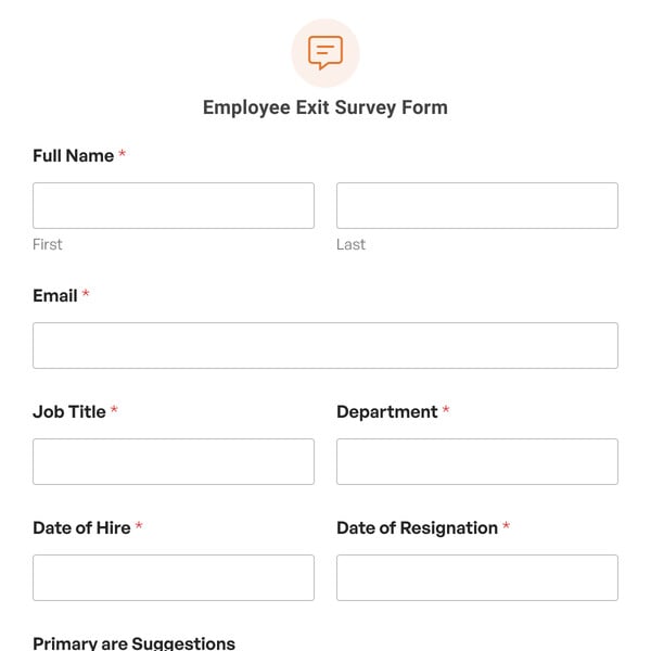 Employee Exit Survey Form Template