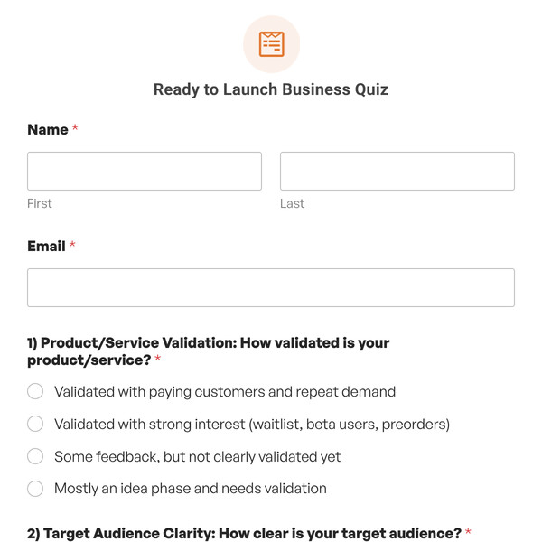 Ready to Launch Business Quiz Template