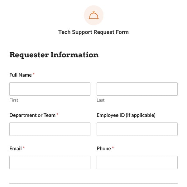 Tech Support Request Form Template