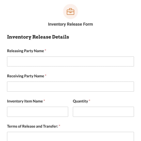 Inventory Release Form Template