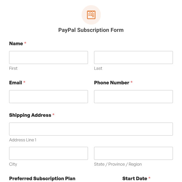 PayPal Subscription Form Template