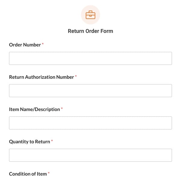 Return Order Form Template
