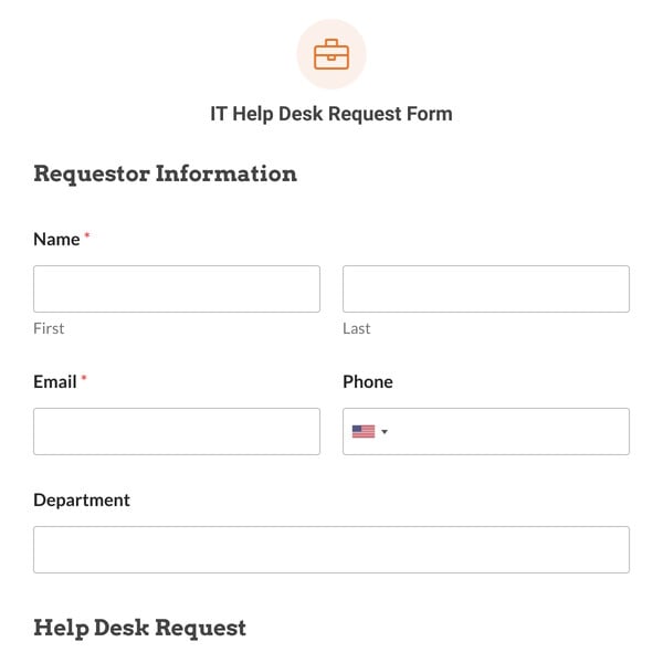 IT Help Desk Request Form Template