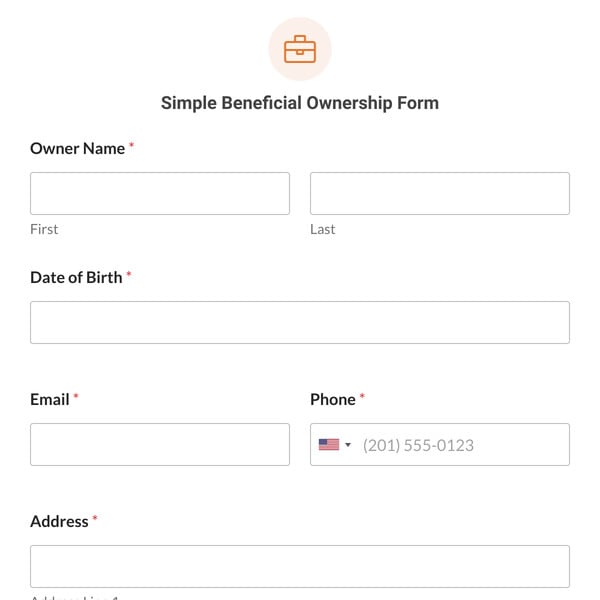 Simple Beneficial Ownership Form Template