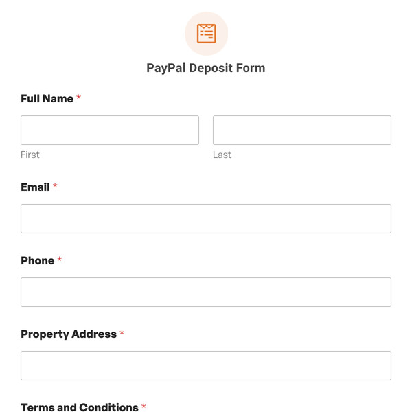 PayPal Deposit Form Template