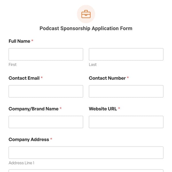 Podcast Sponsorship Application Form Template