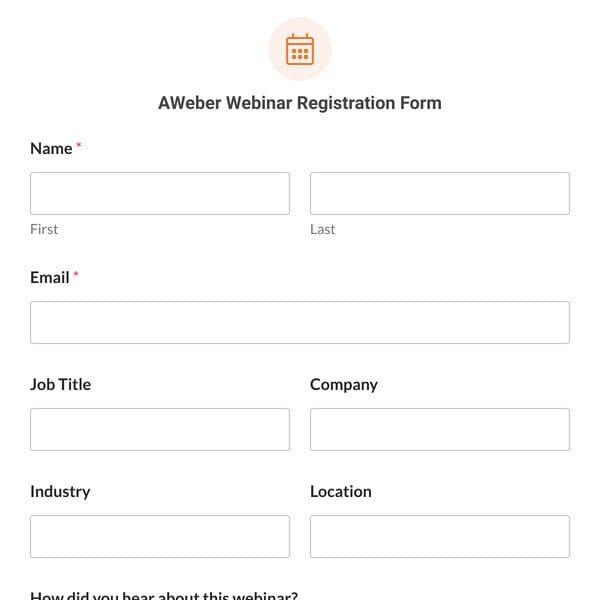 AWeber Webinar Registration Form Template