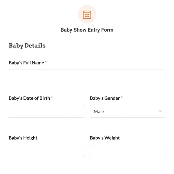 Baby Show Entry Form Template