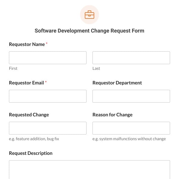 Software Development Change Request Form Template