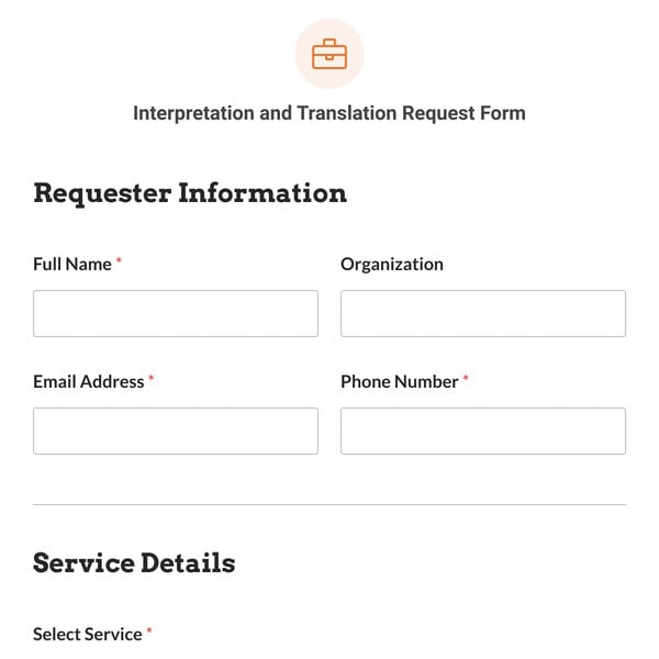 Interpretation and Translation Request Form Template