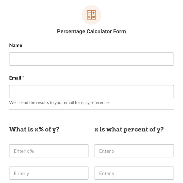 Percentage Calculator Form Template