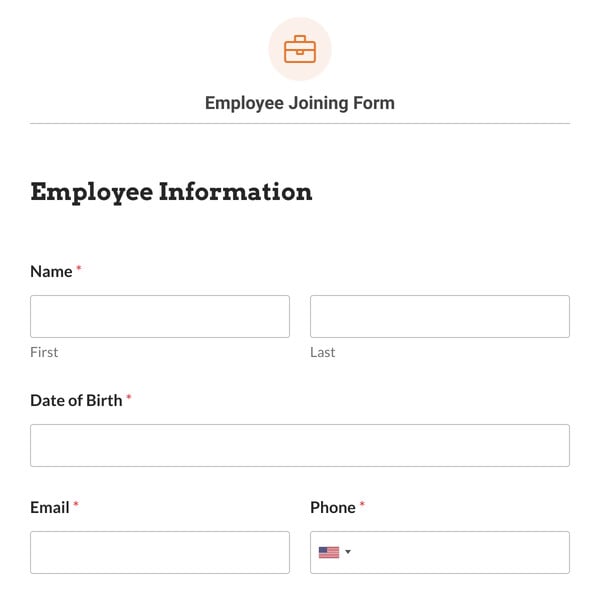 Employee Joining Form Template