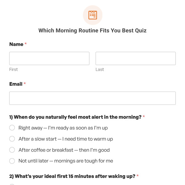 Which Morning Routine Fits You Best Quiz Template