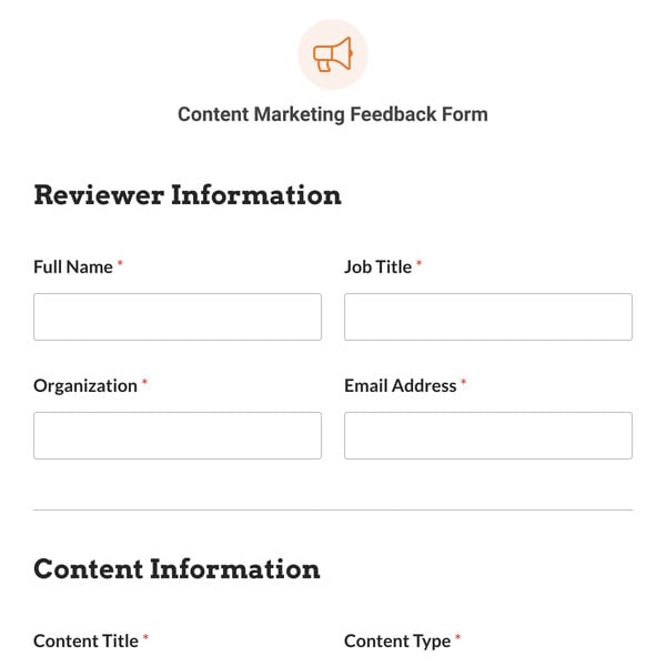 Content Marketing Feedback Form Template