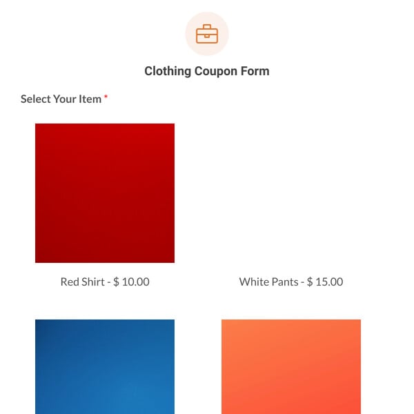 Clothing Coupon Form Template