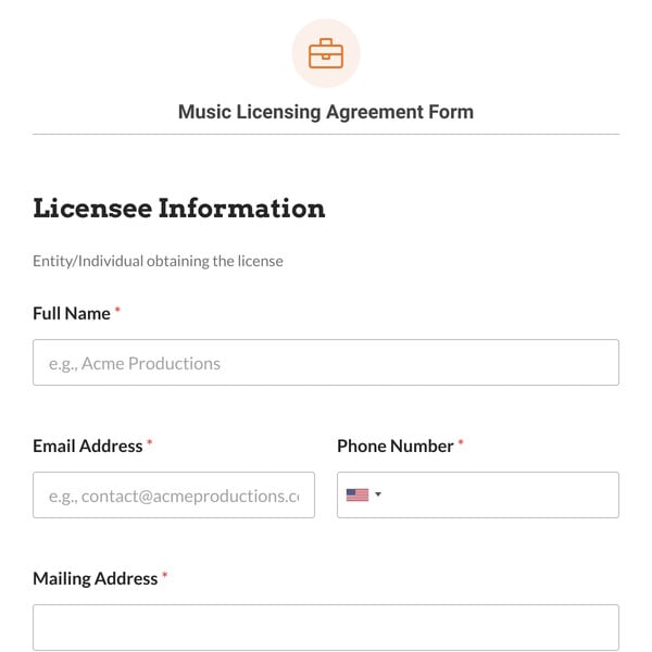 Music Licensing Agreement Form Template