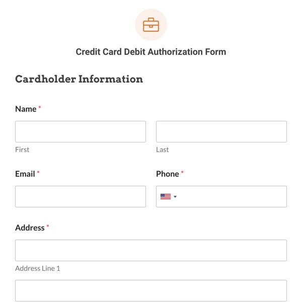 Credit Card Debit Authorization Form Template