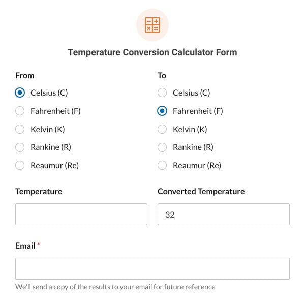 Temperature Conversion Calculator Form Template