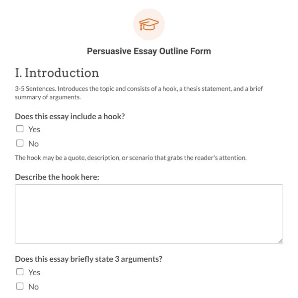 Persuasive Essay Outline Form Template