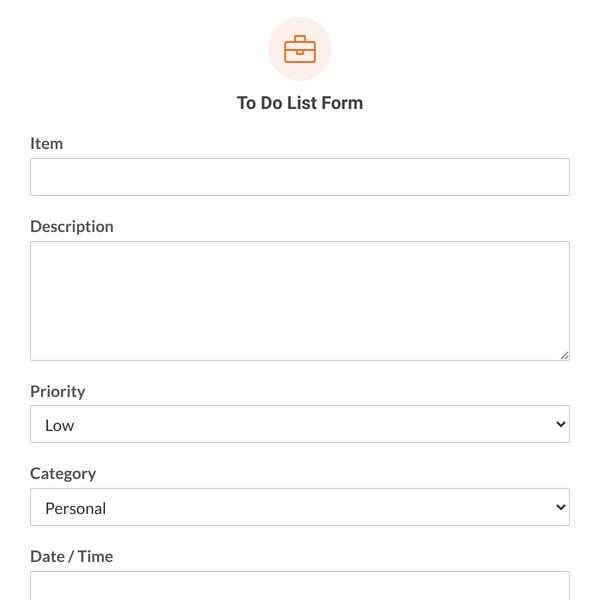 To Do List Form Template