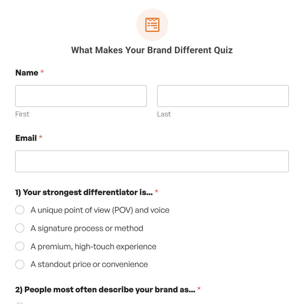 What Makes Your Brand Different Quiz Template