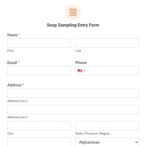 Soup Sampling Entry Form Template