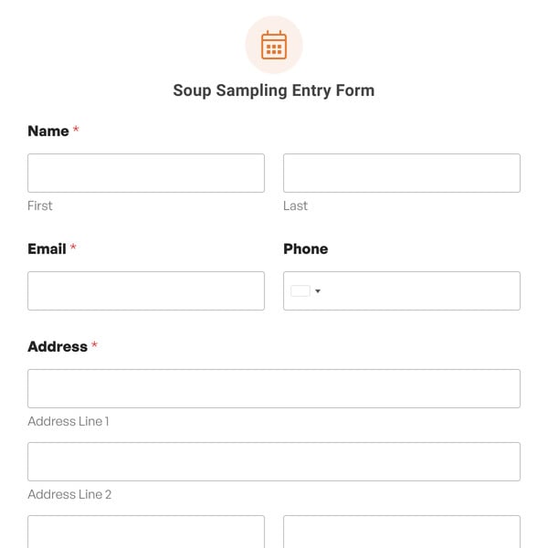 Soup Sampling Entry Form Template