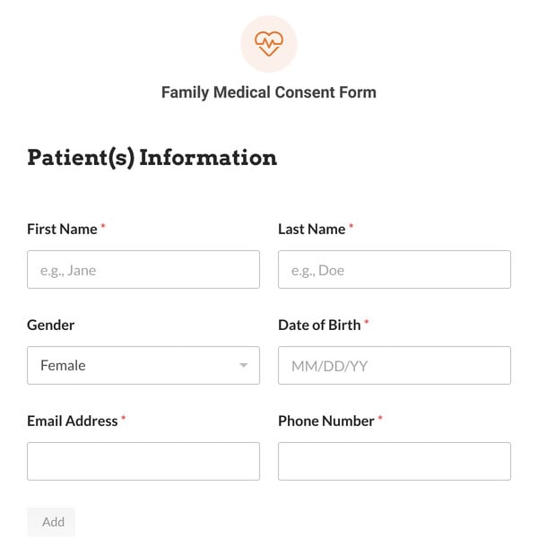 Family Medical Consent Form Template