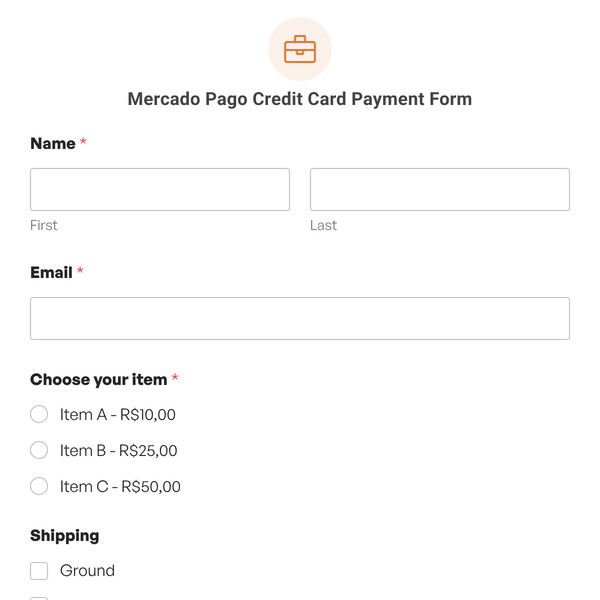 Mercado Pago Credit Card Payment Form Template