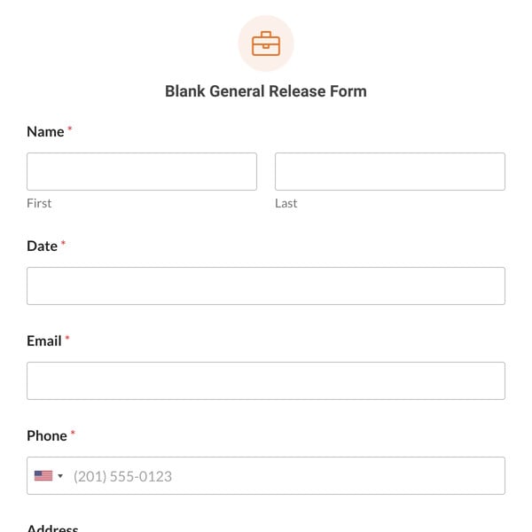 Blank General Release Form Template
