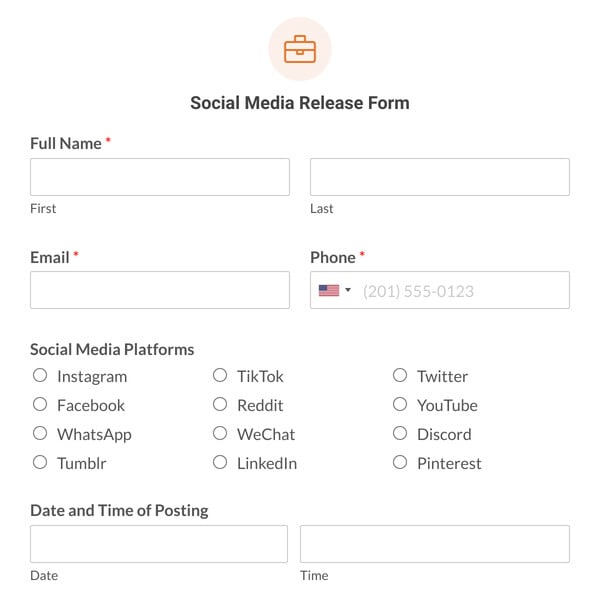 Social Media Release Form Template