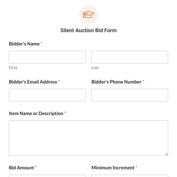 Silent Auction Bid Form Template