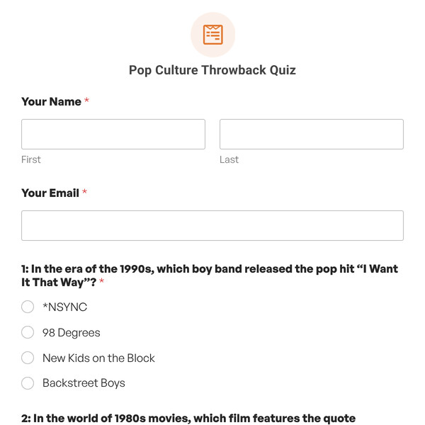 Pop Culture Throwback Quiz Template