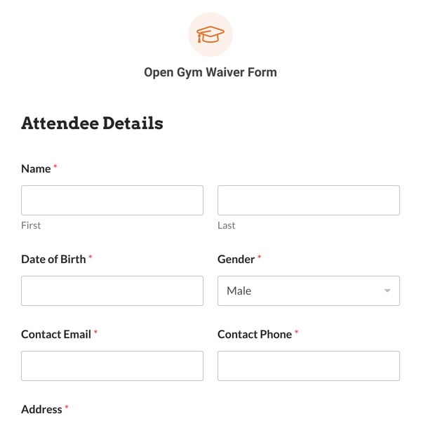 Open Gym Waiver Form Template