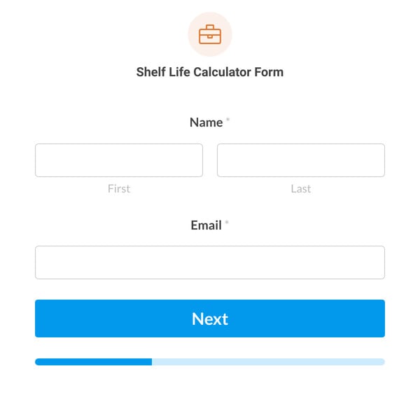 Shelf Life Calculator Form Template
