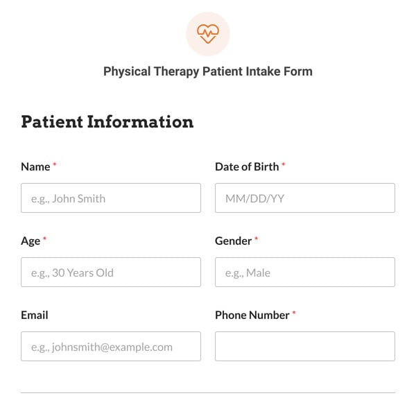 Physical Therapy Patient Intake Form Template