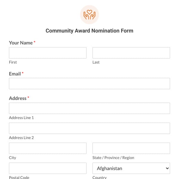 Community Award Nomination Form Template