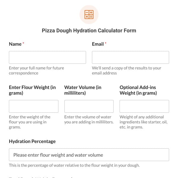 Pizza Dough Hydration Calculator Form Template