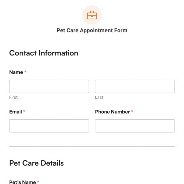 Pet Care Appointment Form Template