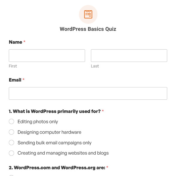 WordPress Basics Quiz Template