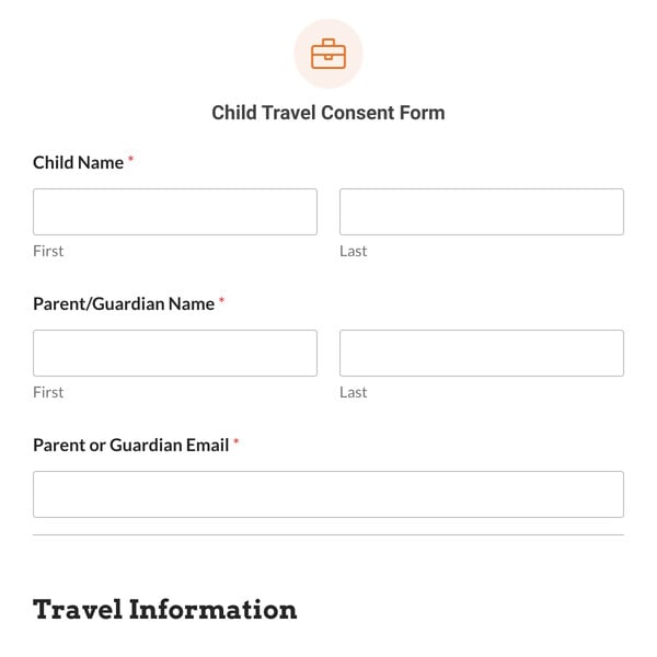 Child Travel Consent Form Template