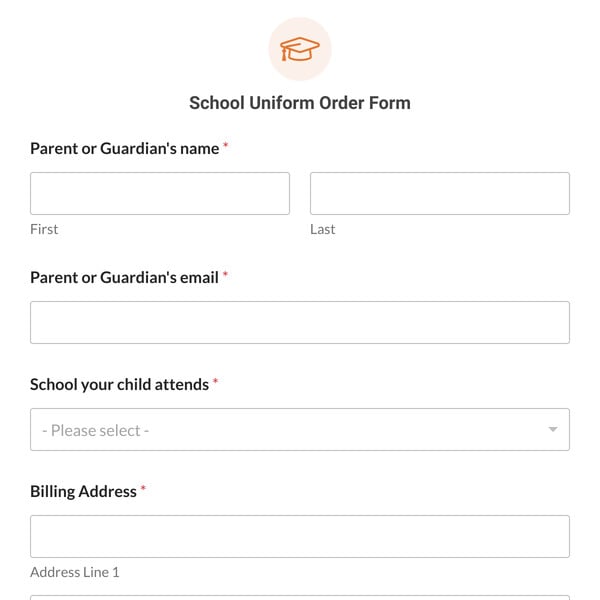 School Uniform Order Form Template