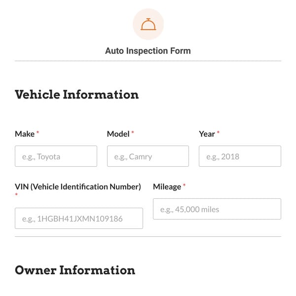 Auto Inspection Form Template